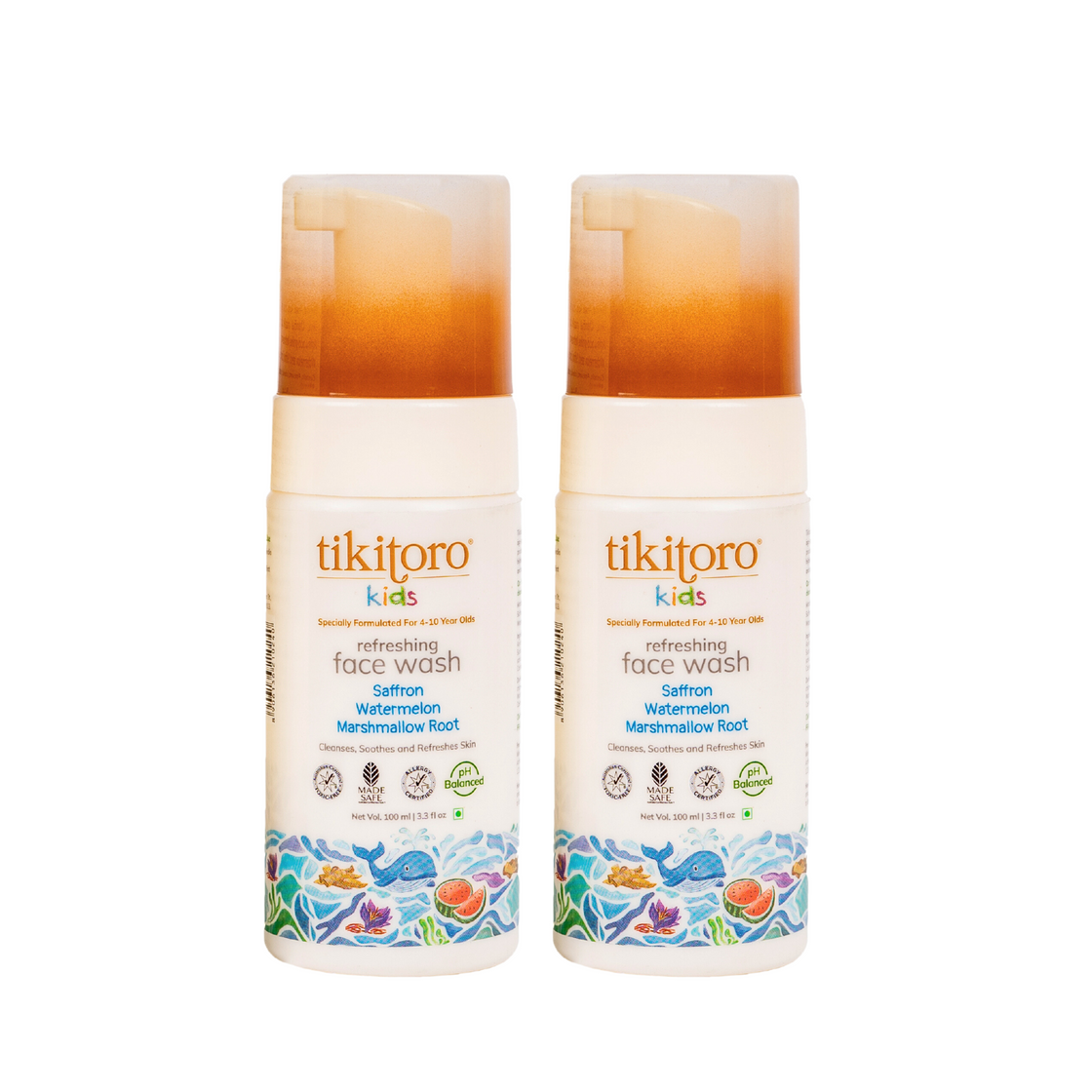 Tikitoro Kids Refreshing Face Wash Pack of 2  - 100ml (4-10 Years)