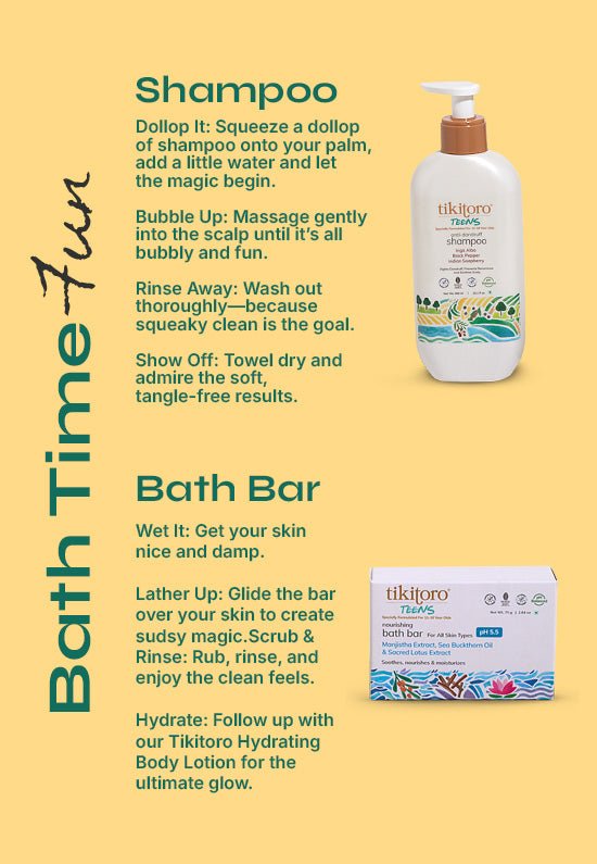 Tikitoro Teens Shampoo with Bath Bar - Pack of 2 - Tikitoro